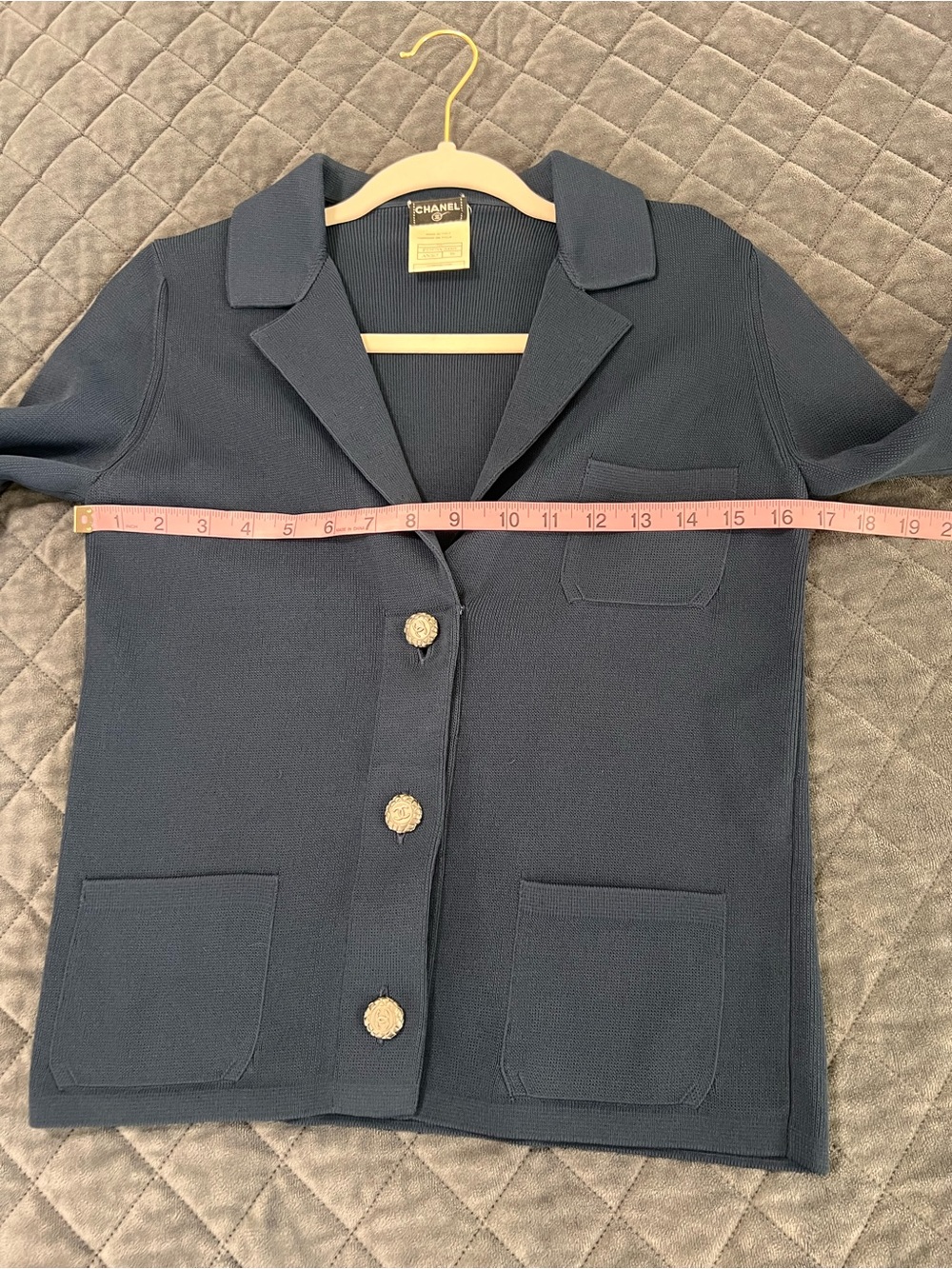 Vintage Chanel Blazer Jacket Women’s 38 size 2 XS knit Navy Blue B28 - Picture 8 of 10